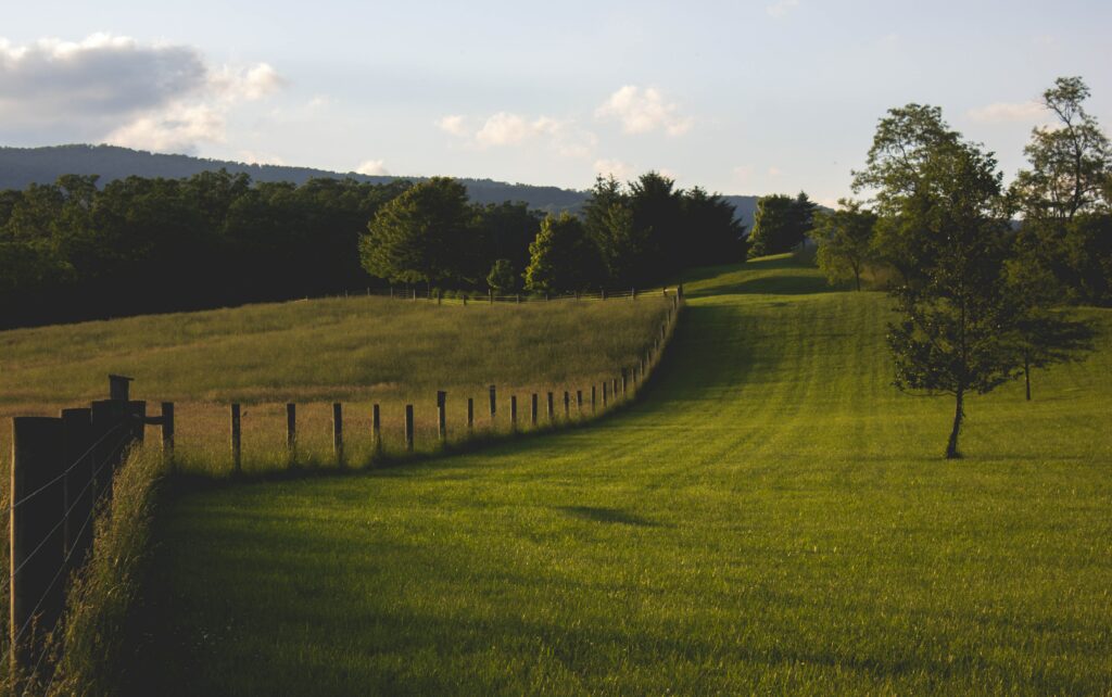 Serene Virginia farm nestled amidst rolling hills and lush green fields