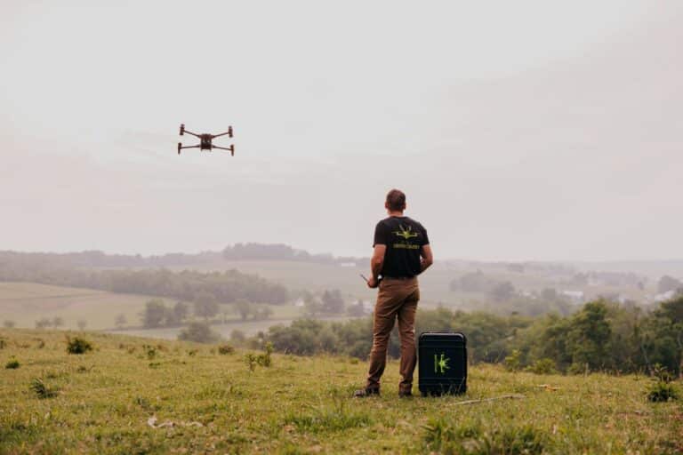 An image of a PLF client flying his drone.
