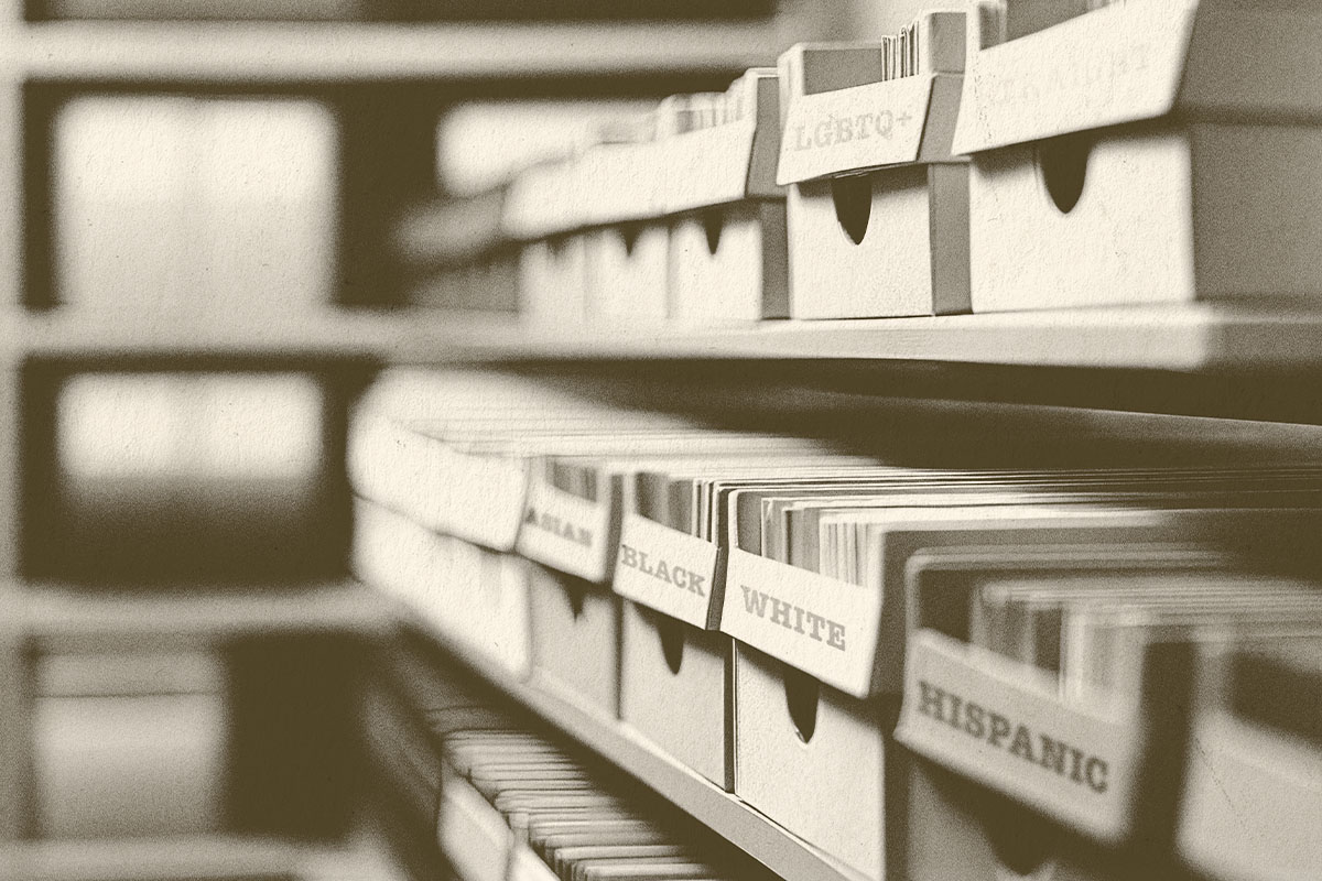 An artistic rendition of a discriminatory filing system.