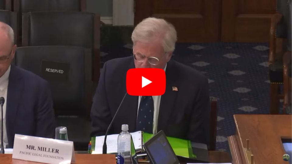 PLF's Mark Miller testifying before a House Committee.